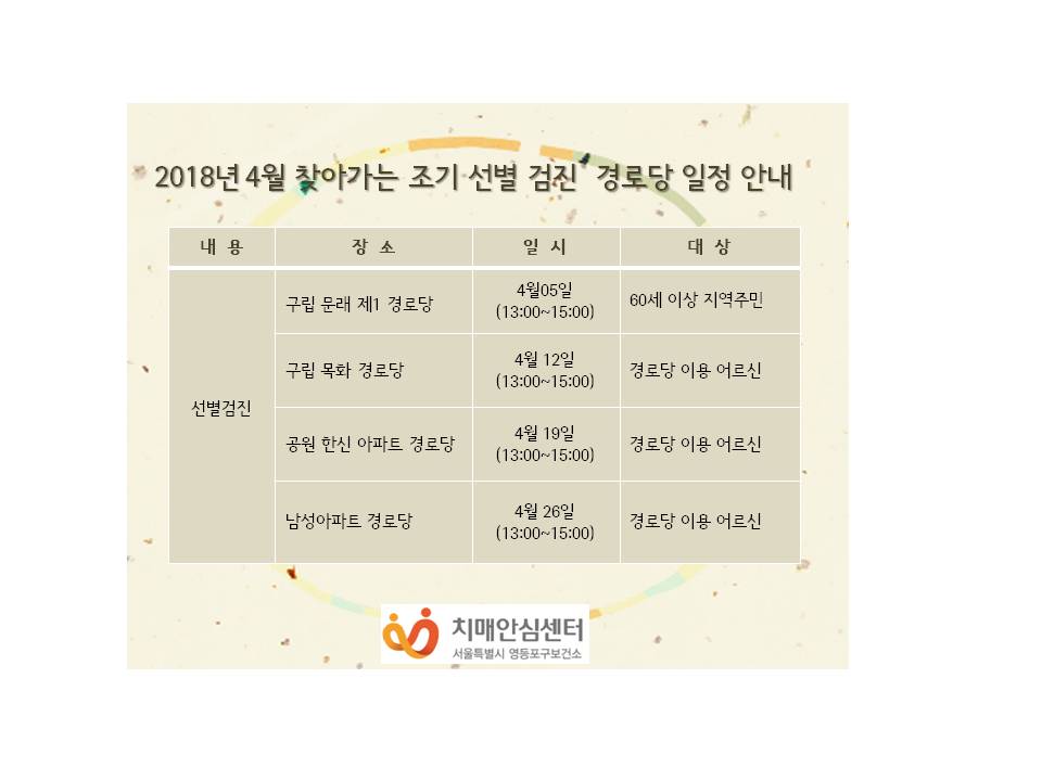 2018�� 4�� ã�ư��� ���� �������� ��δ� ���� �ȳ�